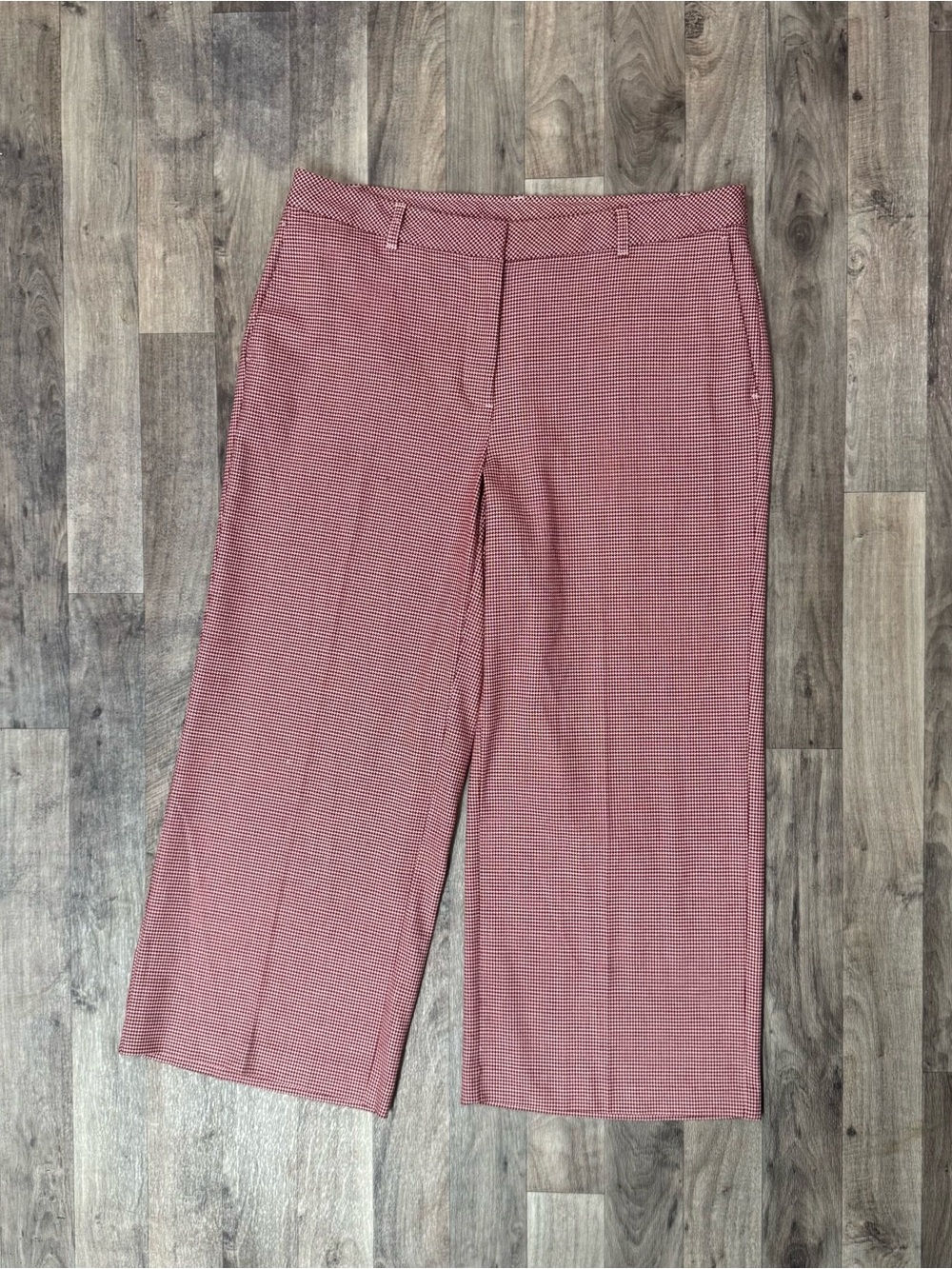 J. Jill Women’s Size 14 Red Houndstooth Wide Leg Crop Trouser Pants
